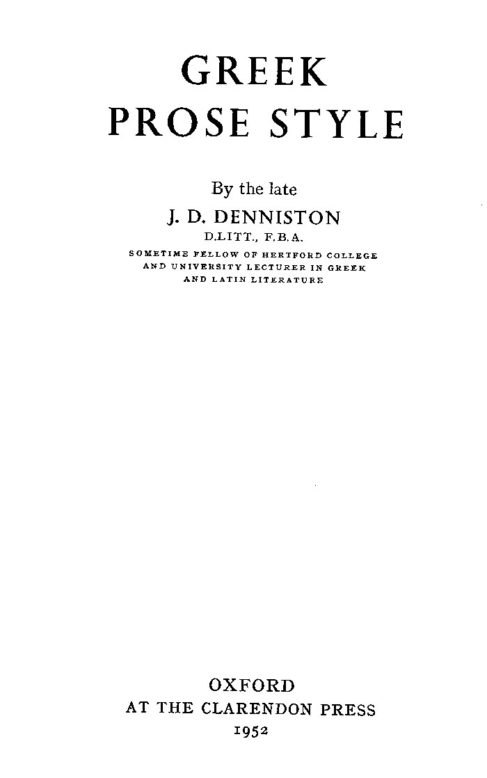 Greek Prose Style